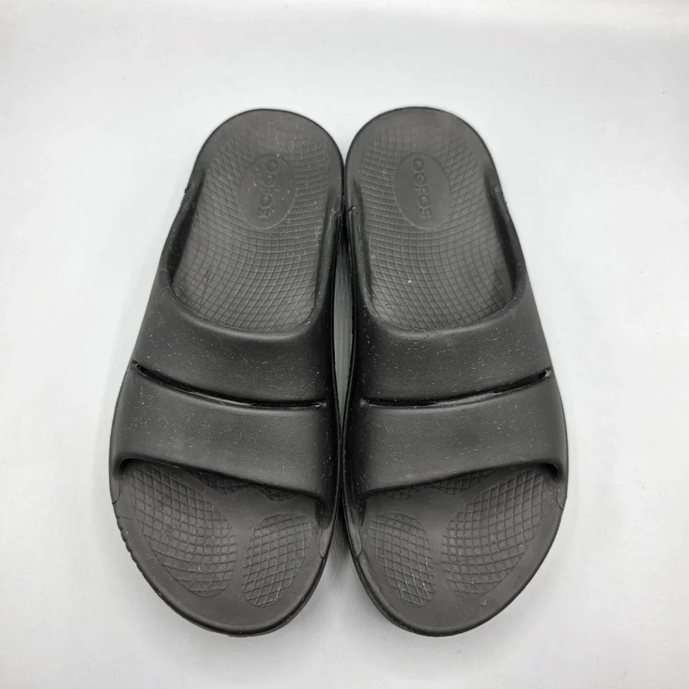 OOFOS OOAHH Sandals Womens 9 Black Recovery Slides Comfort Cushion Shoes Mens‎ 7